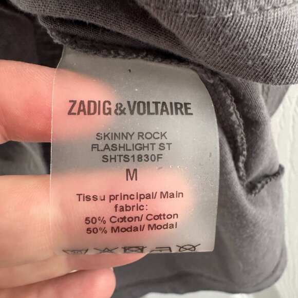 Zadig & Voltaire ROCK Tee Shirt in Grey, size Medium (fits like size small) - Picture 4 of 5